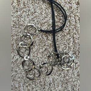 Y2K- early 2010s Silver and black necklace / belt